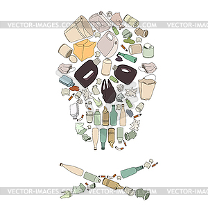 Enviroment pollution. Skull mad of garbage - royalty-free vector image