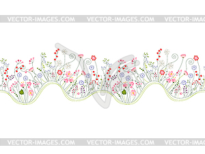 Бесшовные кисти со стилизованными летних цветов - графика в векторном формате
