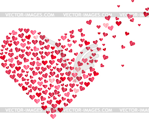 Red heart made of small confetti hearts - vector clipart