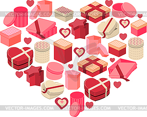 Stylized pink heart made of hearts - vector clipart