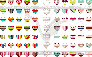 Big set with different stylized hearts - vector clip art