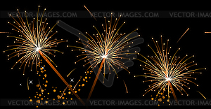 Seamless black festive pattern with sparklers - vector clipart
