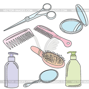 Set Of Hairdressing Accessories - vector image
