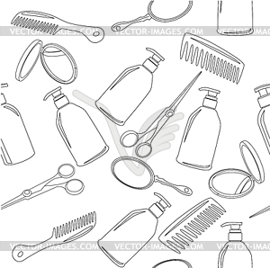 Background with hairdressing accessories - vector clipart