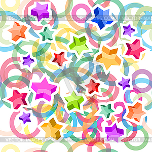 Background with bright stars and circles - vector clipart