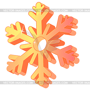 Three-dimensional gold festive snowflake  - vector clipart