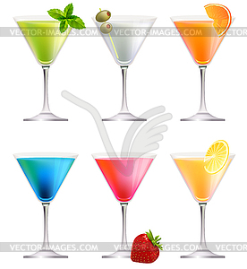 Set with detailed cocktails  - vector image