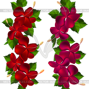 Samless border made of hibiscus flowers - vector clipart