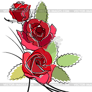 Стилизованные розы простые - стоковое векторное изображение