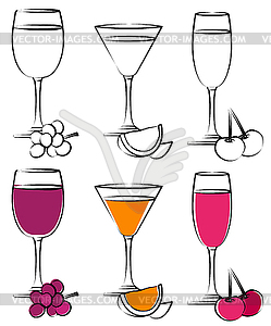 Set of simple cocktail glasses - vector clipart