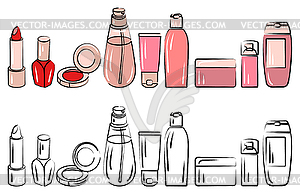 Set with various cosmetics - vector clipart / vector image