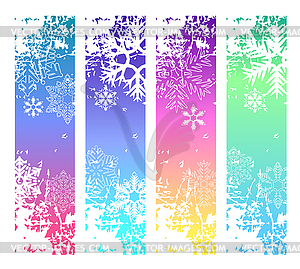 Four abstract vertical winter banners - vector image