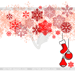 Christmas card with red snowflakes - vector clipart