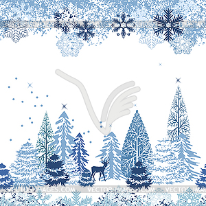 Seamless pattern with winter forest - vector image