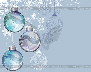 Blue Christmas background with glass balls - vector clipart