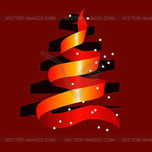 Stylized christmas tree made of red ribbon - vector clipart