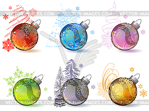 Different christmas glass balls - vector clipart