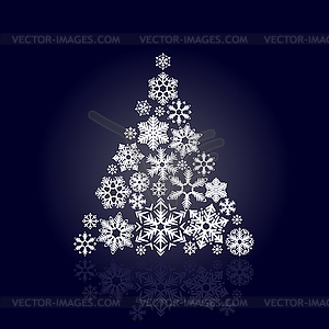 Christmas tree made of snowflakes - stock vector clipart