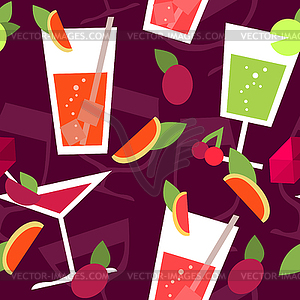 Seamless pattern with different cocktails - vector image