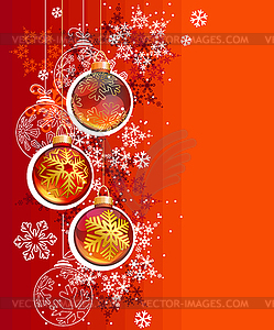 Красный фон Рождество с висячими шарами - векторный клипарт Royalty-Free