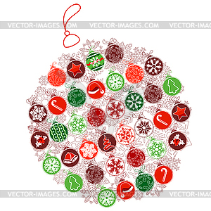 Christmas ball made of small ones - vector clip art