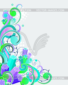 Blue background with fancy branches - vector clip art