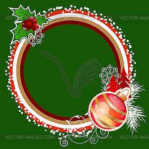 Green frame with Christmas decorations - vector clipart