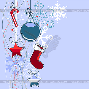 Christmas background with balls and snowflakes - vector clipart