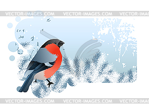 Christmas frame with bullfinch - vector clip art