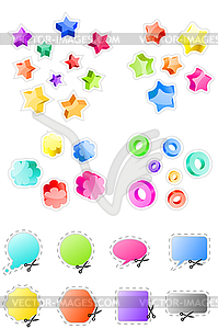 Set of 3d shapes and stickers - vector image