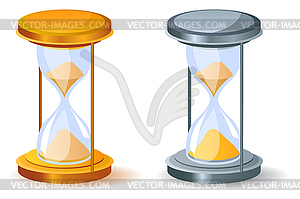 Realistic sandglass. Two variants of color - vector clipart