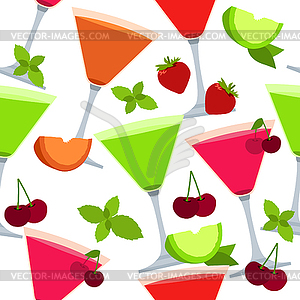 Seamless pattern with different cocktails - vector image