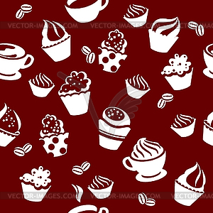 Seamless pattern with cups of coffee - vector clip art