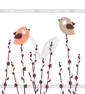 Pussy willow branches - vector clipart / vector image