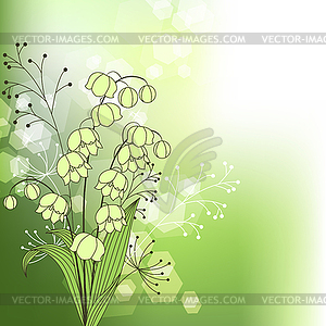 Green background with spring flowers - vector clip art