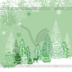 Beautiful view of winter forest - vector image