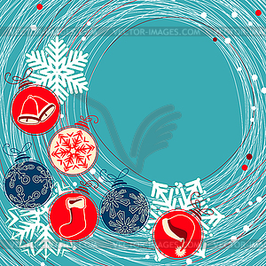 Blue Christmas background with balls - vector clip art