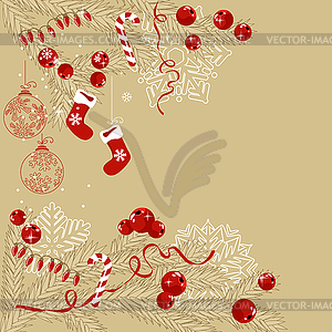 Background with traditional Christmas symbols - vector clipart