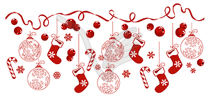 Border with traditional Christmas symbols - vector clipart