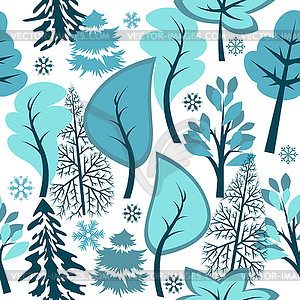 Seamless pattern with winter forest - vector image