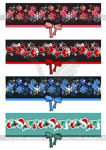 Different Christmas seamless borders - vector image