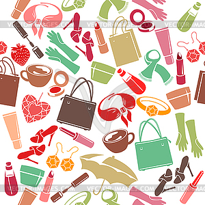 Seamless pattern with woman`s things - vector image