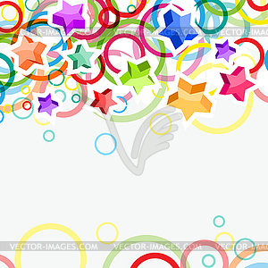 Festive background with bright stars and circles - stock vector clipart