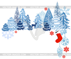 Winter blue landscape - vector image