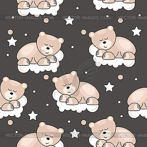 Seamless pattern with small bear - vector image
