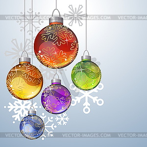 Christmas background with glass balls - vector clipart