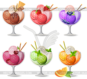 Set of realistic icecreams - vector clipart