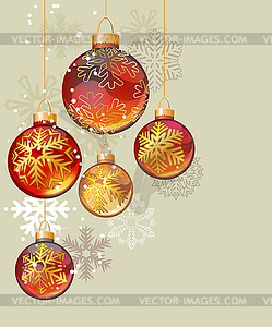 Christmas background with glass balls - vector image