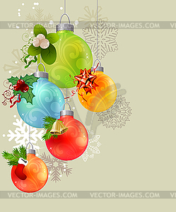 Christmas background with glass balls - vector image