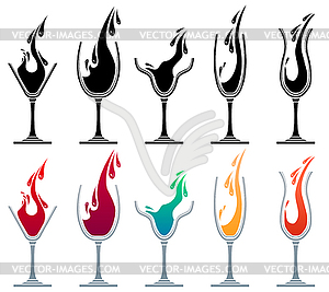 Glasses with different drinks - vector clip art